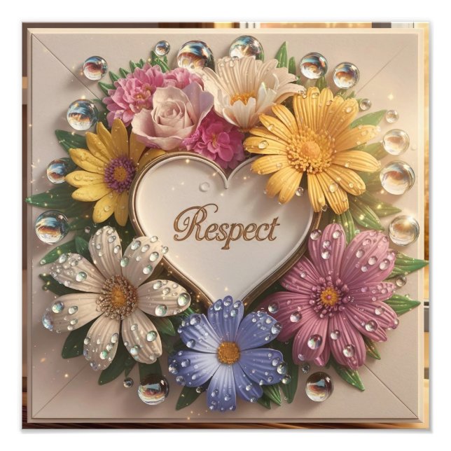 Luxurious 3D Greeting Card with Floral Design  Photo Print (Front)