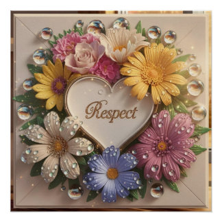 Luxurious 3D Greeting Card with Floral Design Poster