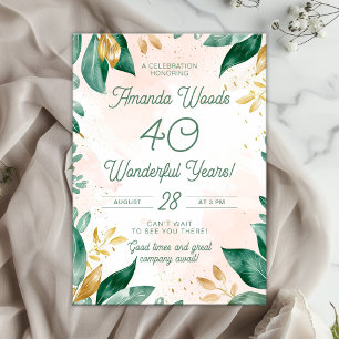 Luxurious 40th Golden Verdant Celebration Invitation