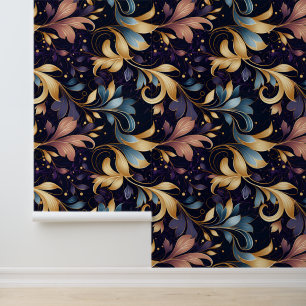 Luxurious Abstract Leafy Pattern Wallpaper
