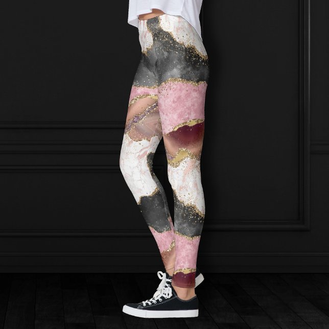Luxurious Agate Elegant Faux Metallic Rose Gold Leggings (Creator Uploaded)
