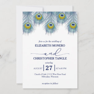 Luxurious and Elegant Peacock Feather Wedding Invitation