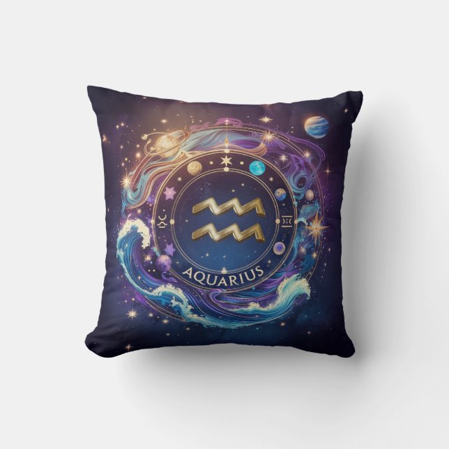 Luxurious Aquarius Zodiac Cushion (Front)