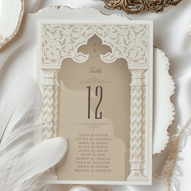 Luxurious Arabesque Wedding Table Number Card (Creator Uploaded)