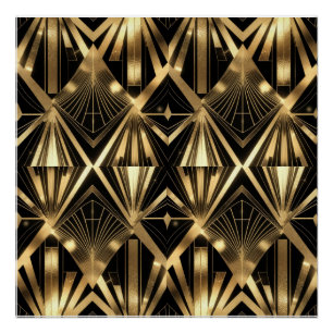 Luxurious Art Deco Geometric Gold and Black Poster