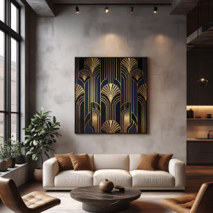 Luxurious Art Deco Gold Fan Pattern Poster