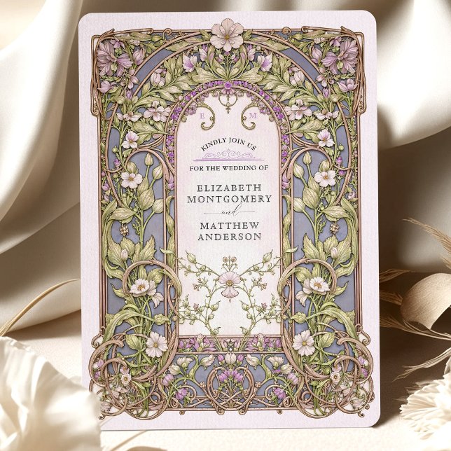 Luxurious Art Nouveau Floral Wedding Invitation (Creator Uploaded)
