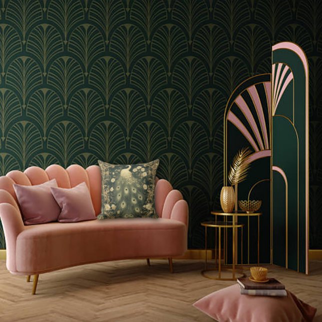 Luxurious Art Nouveau Peacock Design Cushion (Creator Uploaded)