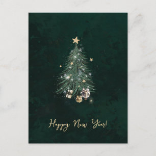 Luxurious, artistic design with a festive tree invitation postcard