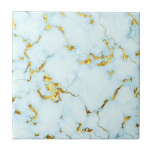Luxurious Azure Gilded Pottery Motif Ceramic  Art Ceramic Tile