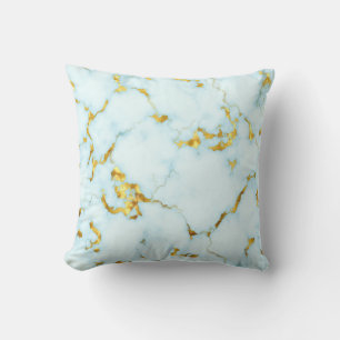 Luxurious Azure Gilded Pottery Motif Ceramic  Art Cushion