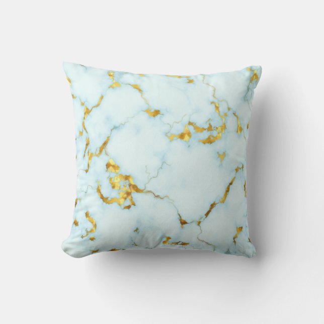 Luxurious Azure Gilded Pottery Motif Ceramic  Art Cushion (Front)