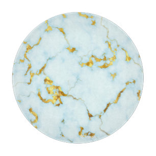 Luxurious Azure Gilded Pottery Motif Ceramic Art Cutting Board