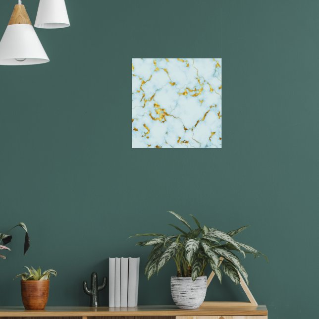 Luxurious Azure Gilded Pottery Motif Ceramic  Art Poster (Living Room 1)