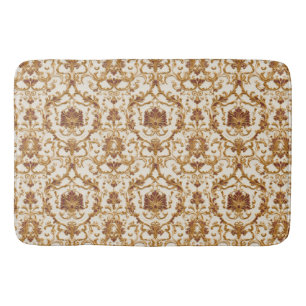 Luxurious Baroque Gold Ornament on Ivory Bath Mat