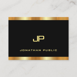 Luxurious Black And Gold Modern Monogram Template Business Card