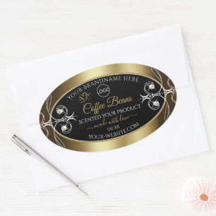 Luxurious Black and Gold Product Label Jewels Logo