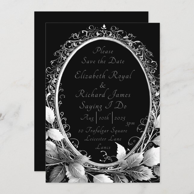 Luxurious black and gold wedding theme Elegant  Save The Date (Front/Back)