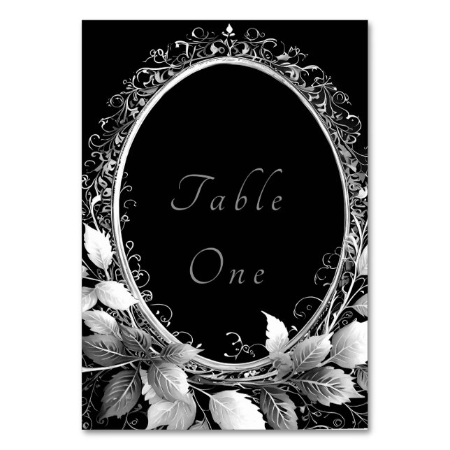 Luxurious black and gold wedding theme table number (Front)