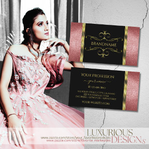 Luxurious Black and Gold with Red Glitter Ornate Business Card