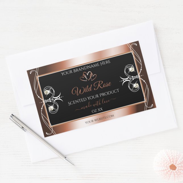 Luxurious Black and Rose Gold Decor Product Labels (Envelope)