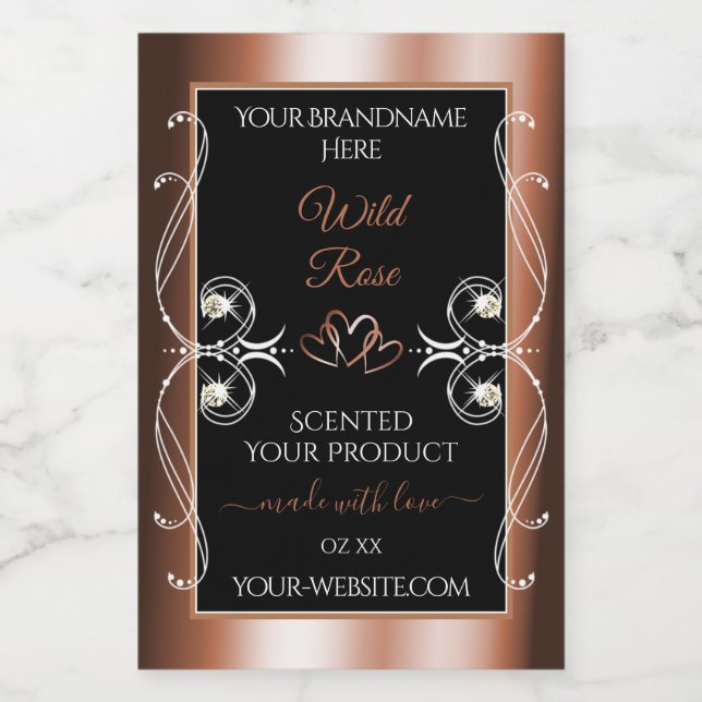 Luxurious Black and Rose Gold Decor Product Labels (Single Label)