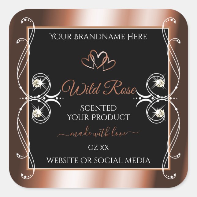 Luxurious Black and Rose Gold Decor Product Labels (Front)
