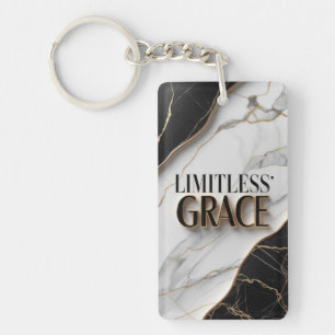 Luxurious Black and White Marble with Gold Accents Key Ring