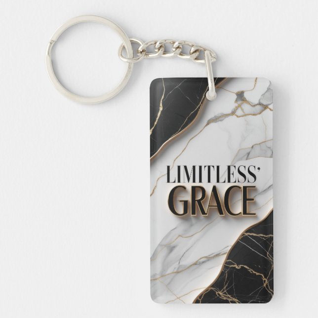 Luxurious Black and White Marble with Gold Accents Key Ring (Front)