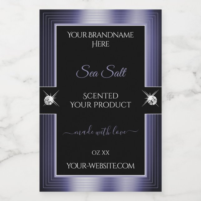 Luxurious Black Blue Shiny Brilliant Product Label (Single Label)
