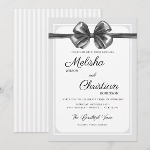 Luxurious Black Bow Wedding Invitation. Invitation