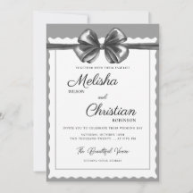 Luxurious Black Bow Wedding Invitation.