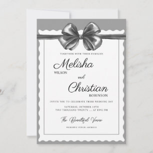 Luxurious Black Bow Wedding Invitation. Invitation