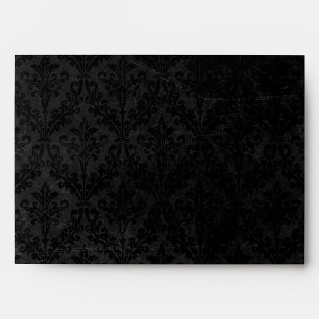 Luxurious Black Damask: Linen A-7 Envelopes (Front)