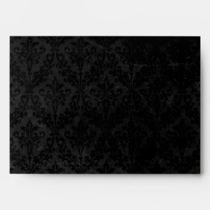 Luxurious Black Damask: Linen A-7 Envelopes