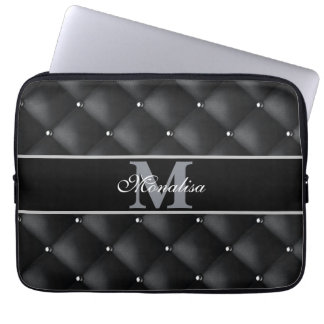 luxurious black design monogramed personalised   laptop sleeve