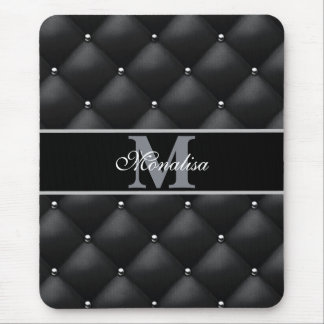 luxurious black design monogramed personalised   mouse pad