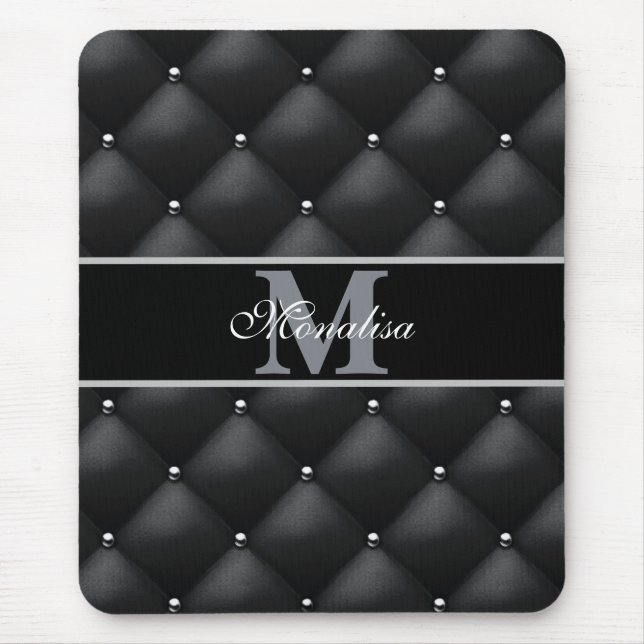 luxurious black design monogramed personalised   mouse pad (Front)