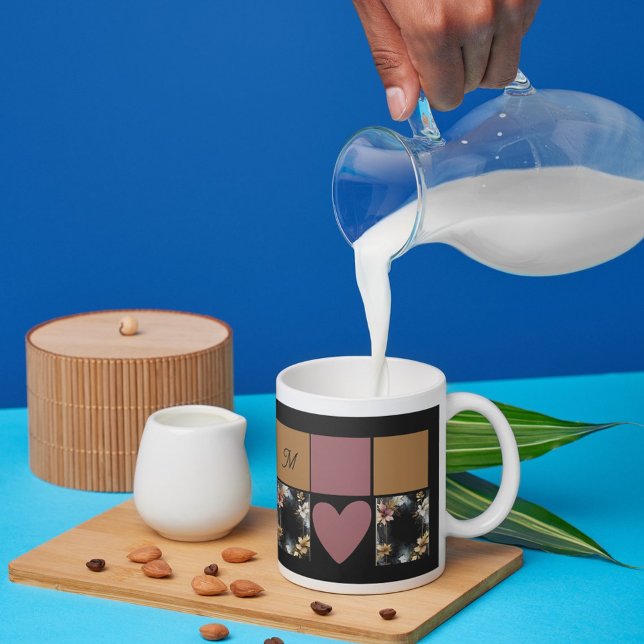 luxurious black gold agate floral marble  mug (Creator Uploaded)