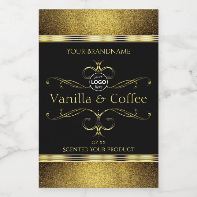 Luxurious Black Gold Borders Product Labels Logo (Single Label)