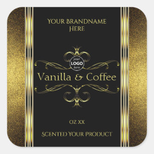 Luxurious Black Gold Borders Product Labels Logo