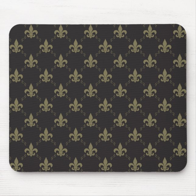 Luxurious Black Gold Fleur De Lis Pattern Mouse Pad (Front)