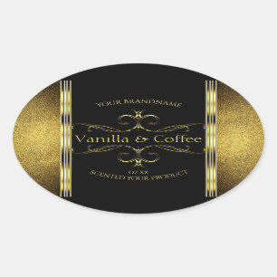 Luxurious Black Gold Glitter Borders Product Label