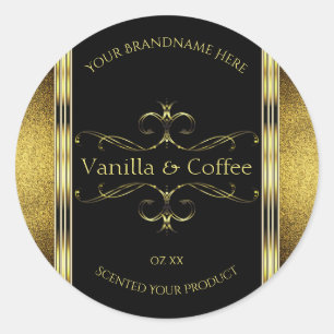 Luxurious Black Gold Glitter Borders Product Label