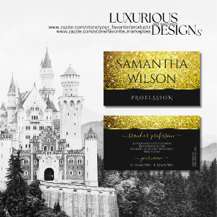 Luxurious Black Gold Glitter Spark Stars Excellent Business Card