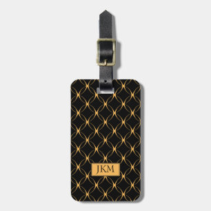 luxurious black gold Metal monogram personalise Luggage Tag