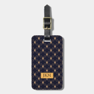 luxurious black gold Metal monogram personalise Luggage Tag