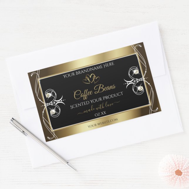 Luxurious Black Gold Product Label Shimmery Jewels (Envelope)