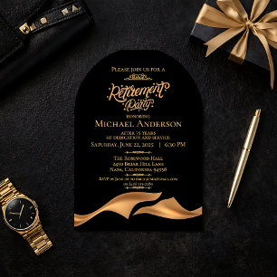 Luxurious Black Gold Retirement Party Acrylic Invitations