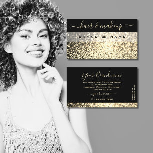 Luxurious Black Gold Sparkling Glitter Luxe Glam Business Card